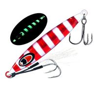 SageFurned Glittering Iron Plate Fishing Lure 30g/40g/60g Fast Sinking Glow-in-the-Dark Jig for Deep Water Boat Fishing, Pink