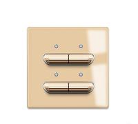 SageFurned Gold Wall Light Switch Glass Panel for TOGGLE Button Blue LED Indicator AC 110-250V PC Tempered Glass 86x86mm Fits Standard Electrical Boxes Home Office(4 Gang 2 Way)