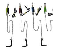 SageFurned LED Illuminated Bite Alarms for Carp Fishing, 4 Bobbins Set with Adjustable Line Clip, Compatible with Most Rods, No Batteries Required, Color: Yellow/Green/Red/Blue
