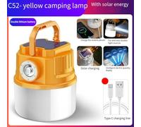 SageFurned LED Solar Camping Light with 4 Modes and Zoom Function, USB Rechargeable Outdoor Lantern for Camping, Hiking, Emergency Use - Yellow