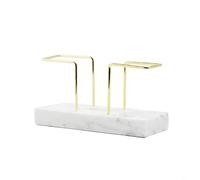 SageFurned Marble Napkin Holder with Gold Wire, Vertical Tissue Paper & Coffee Filter Stand, Space-Saving Organizer for Dining Table, White, 8x20x5.5cm(S)