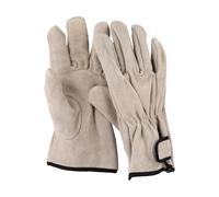 SageFurned Outdoor Anti-Scalding BBQ Gloves for Camping, Grilling and Baking - 2-Layer Cowhide with Non-Slip Grip, Machine Washable, Yellow Gray