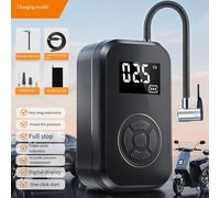 SageFurned Portable Tire Inflator Rechargeable Electric Air Compressor with LCD Display, 2100-3000mAh Battery for Car, for Bike, Ball, and Motorcycle - Black