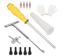 SageFurned Q235 Carbon Steel Tyre Valve Tool Kit with TPR Handle Valve Puller and Spare Cores for Car Motorcycle Repair 15 Pieces