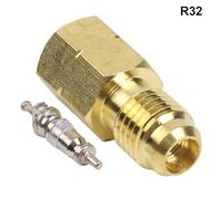 SageFurned R32 Left-Handed 1/4 SAE Internal to 1/4 External Thread Adapter, Brass HVAC Gauge Tool for R454B Canisters, Mini Split Vacuum and Pressure Testing