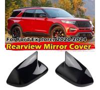 SageFurned Rearview Mirror Covers for Ford Explorer 2020-2024, Carbon Fiber Gloss Black Plastic Pair, Direct Fit Replacement with Stable Design and for Easy Installation