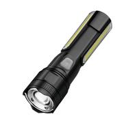 SageFurned Rechargeable LED Flashlight with Type-C Fast Charging, Zoomable Focus & COB Side Light for Camping, 360° Panoramic Floodlight, Built-in Power Bank for Outdoor Use