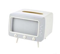SageFurned Retro TV-Shaped Tissue Box with Built-In Smartphone Holder, Multifunctional Storage Organizer for Living Room, Bedroom or Office, ABS Material, 19 x 17 x 15 cm(White)