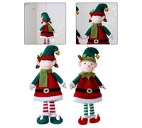 SageFurned Set of 2 Hanging Christmas Elf Dolls as a Couple, Cute Fabric Figures with Bells on the Feet for Festive Tree Decoration, Red/Green
