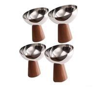 SageFurned Stainless Steel Ice Cream Bowls 4-Pack Footed Design