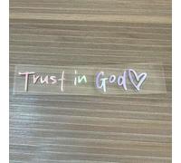 SageFurned Trust in God Rearview Mirror Sticker for Cars and Motorcycles - Waterproof Vinyl Decal with Faith Message, 9 cm (3.5 inch), Black/White/Gradient Color