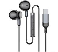 SageFurned USB-C Cable Headphones for iPhone 15 Pro Max with 14.2 mm Driver - Magnetic Earbuds In-Ear with Volume Control White (Black)