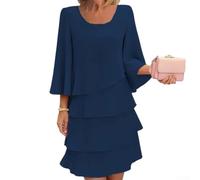 SageFurned Women 3/4 Bell Sleeve Dress Tiered Layer Flowy Cake Skirt Elegant Party Wedding Guest Outfit for midi Length
