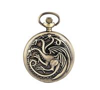 SAGELSHN Pocket Watch Weddings Pocket Watch Retro Bronze Three-Headed Dragon Pendant Quartz Vintage Chain Clock Classic Anniversary