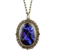 SAGELSHN Pocket Watch Weddings Pocket Watch Twelve Constellations Theme Quartz Watches Pendant Lady Necklace Classic Anniversary(I)