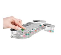 Sagely Smart XL Weekly Pill Sorter | Easy-to-Use Extra Large Weekly Pill Organizer | 12" x 4" x 2" | Portable AM/PM 2 Times a Day Weekly Magnetic Pill Organizer (White/Gray)
