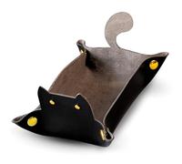 Sage's Portal Enchanted Cat Dice Tray, Foldable PU Leather Snap-Together Dice Rolling Tray for DND Dungeons and Dragons, RPG, MTG, Pathfinder Tabletop Games, Cat Lover D&D Gift (Black)