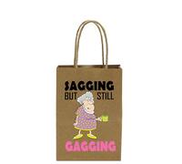 Sagging But Still Gagging, Offensive, Funny/Novelty Strong Brown Paper Printed Gift Bag, Humourous Gift Wrap/Bags