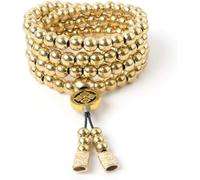 SAGGION Car Decoration, Self Defence Buddha Beads Necklace Chain, Self Defence Hand Bracelet Chain, 104cm Outdoor Survival Necklace Defense Tool (Copper)