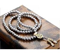 SAGGION Car Decoration, Self Defence Buddha Beads Necklace Chain, Self Defence Hand Bracelet Chain, 104cm Outdoor Survival Necklace Defense Tool (Steel)