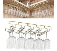SAGIDAR Hanging Wine Glasses Metal Rack, Wine Glass Rack Under Cabinet, Stainless Steel Stemware Rack, Width 18/22.5/28cm, Sturdy And Durable, Long Stem Glass Holders