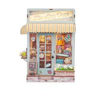 Sagiterra DIY Miniature Dollhouse Kit,Book Nook Kit for Adults and Teens,3D Wooden Book Shelf Decoration for Family and Friends,Bookshelf Decor in Halloween/Christmas (Blue Atelier)