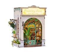 Sagiterra DIY Miniature Dollhouse Kit,Book Nook Kit for Adults and Teens,3D Wooden Book Shelf Decoration for Family and Friends,Bookshelf Decor in Halloween/Christmas (White Atelier)
