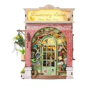 Sagiterra DIY Miniature Dollhouse Kit,Book Nook Kit for Adults and Teens,3D Wooden Book Shelf Decoration for Family and Friends,Bookshelf Decor in Halloween/Christmas (Red Atelier)
