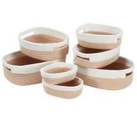 Sagittar Set of 7 Storage Basket Woven Cotton Rope, Hand Knitted Storage Basket for Organising and Storing Clothes or Daily Necessities, for Kids Room Living Room Bathroom