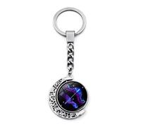 Sagittarius Car Keyring - 12 Constellation Keychain,Double Sided Rotating Crescent Pendant Pendant Car Bag Ornament,Scorpio Sagittarius Virgo Pendant Key Chain Holder For Men Women Birthday Gift