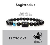 (sagittarius) Men Women 12 Constellation Bracelet Elastic Bracelet Hand Woven Adjustable Natural Tiger Eye Obsidian Bracelet Party Gift Jewelry