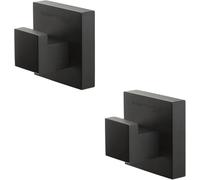 Sagittarius One 32S1-B Self-Adhesive Towel Hooks 2 Pack - Rust-Free Chrome, No-Drill Wall Mount in Black | Easy Installation for Bathroom, Kitchen, or Laundry