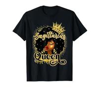 Sagittarius Queen Afro Crown Pretty Black Woman Sagittarius T-Shirt