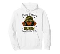 Sagittarius Queen Black Woman With Cap Camo It's My Birthday Pullover Hoodie