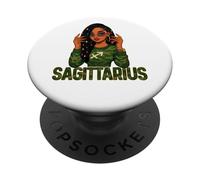 Sagittarius Queen Sagittarius Zodiac Sign Loc'd Afro Girl PopSockets Adhesive PopGrip