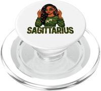 Sagittarius Queen Sagittarius Zodiac Sign Loc'd Afro Girl PopSockets PopGrip for MagSafe