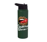 Sagittarius Queen Zodiac Sign with Leopard Juicy Lips Stainless Steel Insulated Water Bottle