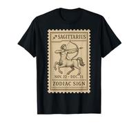 Sagittarius Vintage Zodiac Celestial Astrology Art Stamp T-Shirt