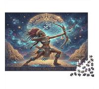 Sagittarius Zodiac 1000 Piece Jigsaw Puzzle,Adults & Kids 14+,Impossible Challenge,Gift Idea Aztec Art,Home Wall Decor,Premium Cardboard,Educational Toy,Stress Relief 52x38cm