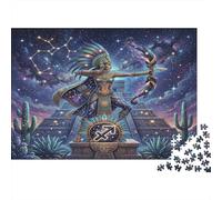 Sagittarius Zodiac 1000 Piece Jigsaw Puzzle,Impossible Challenge,Adults & Kids 14+,Home Wall Decor Aztec Art,Educational Toy,Premium Cardboard,Gift Idea,Stress Relief 70x50cm