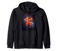 Sagittarius Zodiac Archer - Fiery Celestial Energy Zip Hoodie
