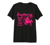 Sagittarius Zodiac Centaur Archer Pink Star Sign Graphic Premium T-Shirt