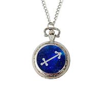 Sagittarius Zodiac Pocket Watch - Silver Star Sign Watch with Starry Sky Design, Gift Boxed - Ideal Horoscope Gift for Men, Birthday or Christmas.