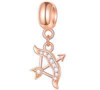 Sagittarius Zodiac Sign Charms fits Pandora DIY Bracelet - Rose Gold 925 Sterling Silver Necklace Pendant, 12 Horoscope Dangle CZ Birthday Beads, Gifts for Godmom/Thanksgiving Day