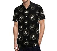 Sagittarius Zodiac Sign Men's Button Down Shirt Casual Short Sleeve Shirts Beach Summer Shirt with Pocket