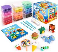 SAGO BROTHERS Air Dry Clay, 24 Colors Modelling Clay with 3 Tools & Project Booklet, Ultra Soft Light, DIY Creative Gifts, Arts and Crafts Kits for Kids Boys Girls Toys