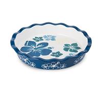 Sagoskat Pie Pan Ceramic Pie Plate, 9 inch Deep Dish Pie Pans, Nonstick Pie Pans for Baking, Blue and White Floral Pie Dish For Kitchen