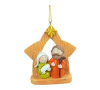 Sagrada Christmas Hanging Ornament, Nativity Scene Resin Decoration for Tree, Wall, Fireplace, Birthday Gift- Star 7.5cmx2cmx8.8cm