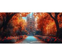 Sagrada Familia Cathedral Diamond Painting Kit with Complete Set of Diamond Art Accessories, DIY Full Drill Embroidery Kit, Landscape Diamante Gems Canvas Wall Art Crafts for Adults 40x80in ZSHD-0022