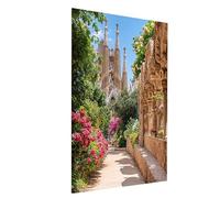 Sagrada Familia Cathedral Diamond Painting Kit with Diamond Art Accessories, 5D DIY Square Rhinestones Mosaic Crystal Art Paint by Numbers, Canvas Painting for Wall Artwork 12x16in Flower Model-10815